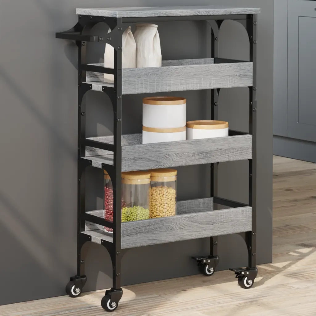 Carrello da Cucina-Scaffale per Cucina Grigio Sonoma 53x20x76 cm Legno Multistrato