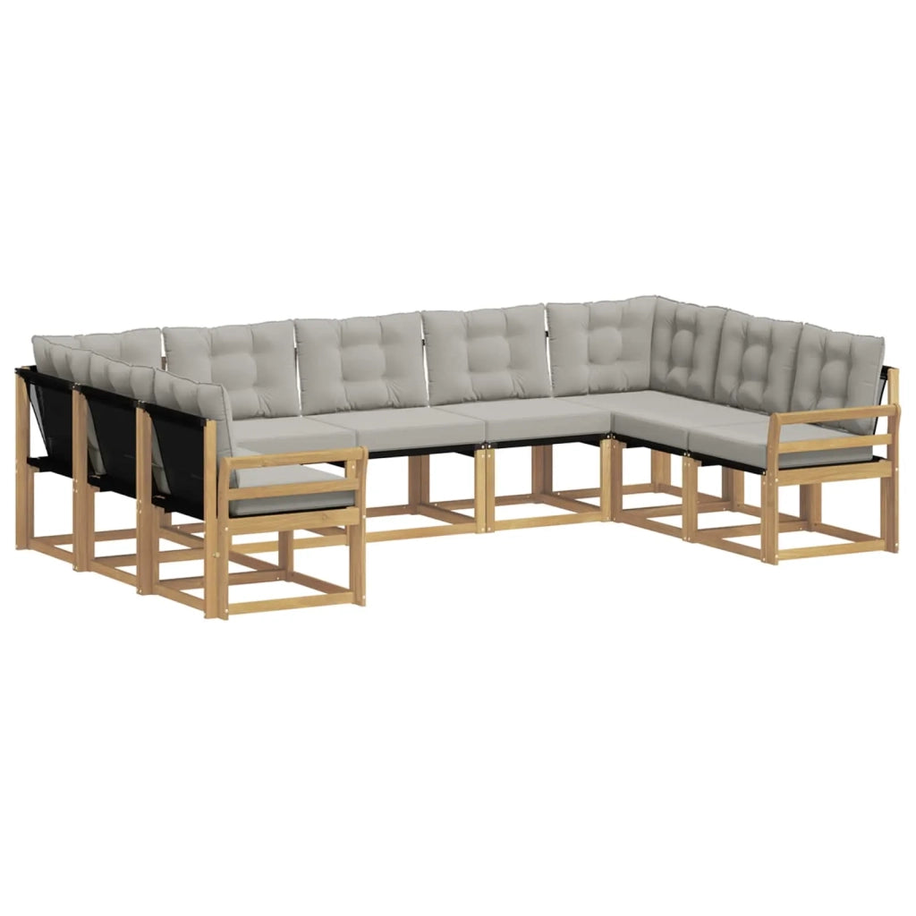 Set di divani da esterno 9 pcs Bianco e Grigio Chiaro