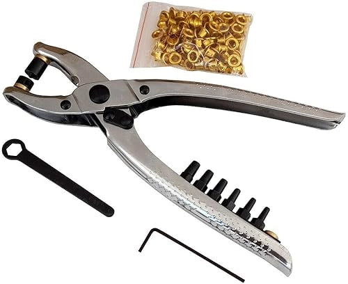 PINZA 2 IN 1 + 100 OCCHIELLI OCCHIELLATRICE FUSTELLATRICE X FORARE CUOIO PELLE