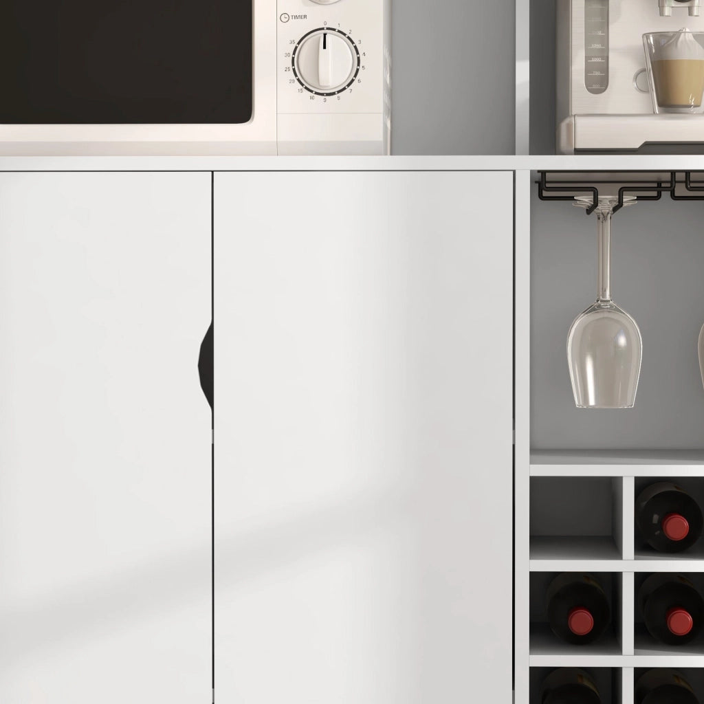 Mobile Dispensa con Portabottiglie 100x38x172 cm in Truciolato e Legno Bianco