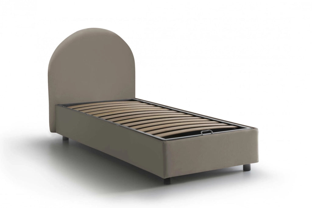 Fedra, Letto Singolo Contenitore Made in Italy, Grigio Tortora