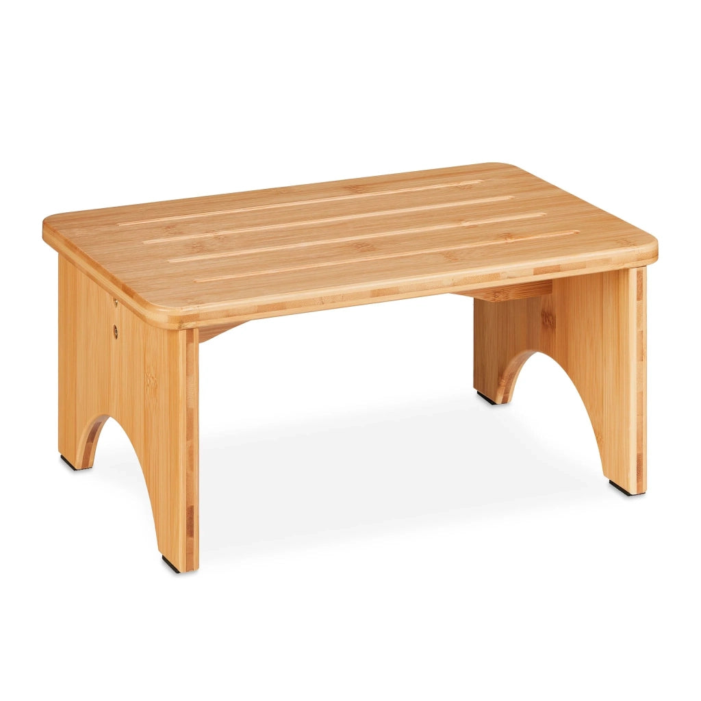 Sgabello con gradino per adulti e bambini 40 x 30 x 30 cm finitura naturale elegante in bambù beige 13_0014684