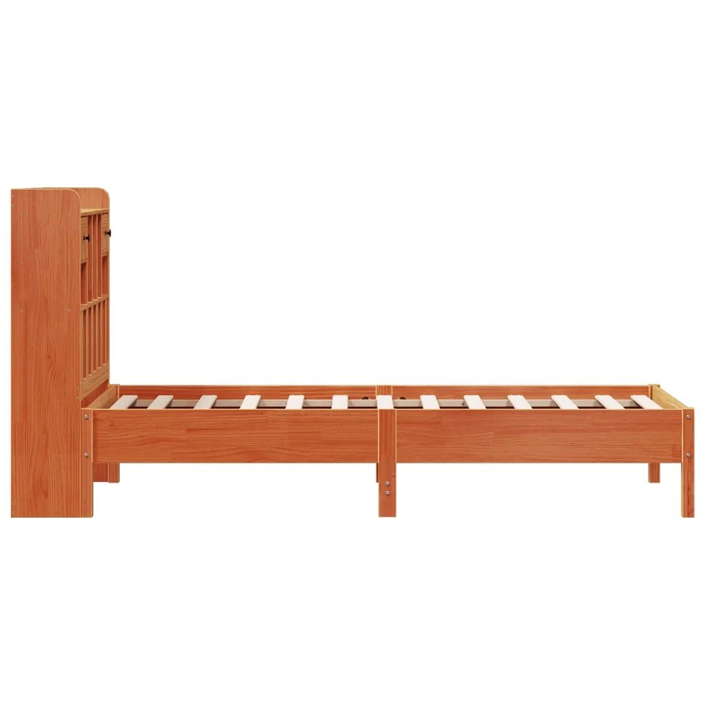 Letto Libreria senza Materasso Marrone Cera 75x190 cm in Pino 3322935