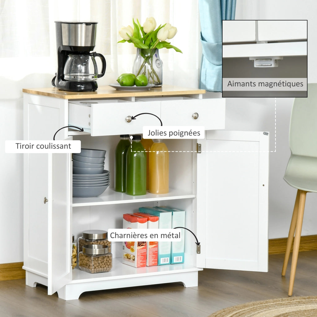Armadio a due ante con cassetti e ripiano regolabile ¨C zephmum ¨C bianco e legno naturale