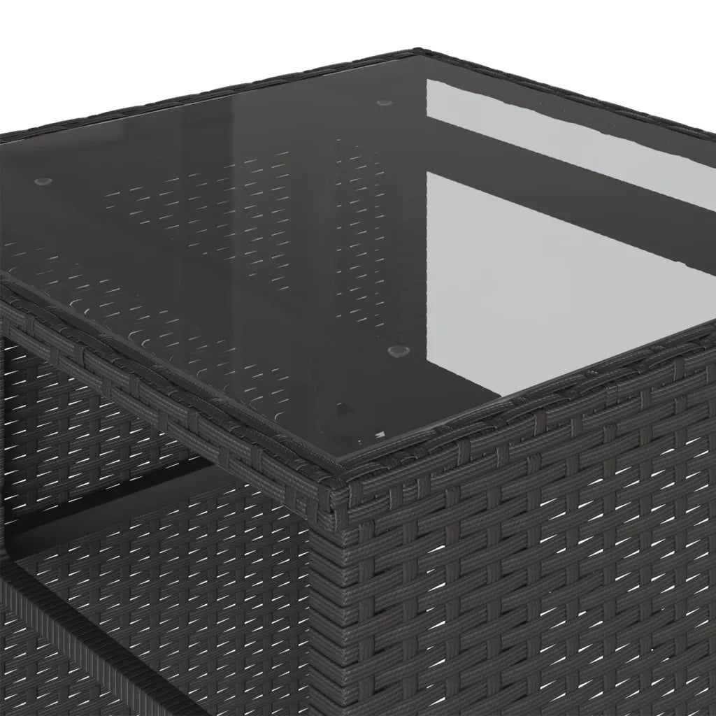 Set da BistrÃ² 3 pz con Cuscini Nero in Polyrattan