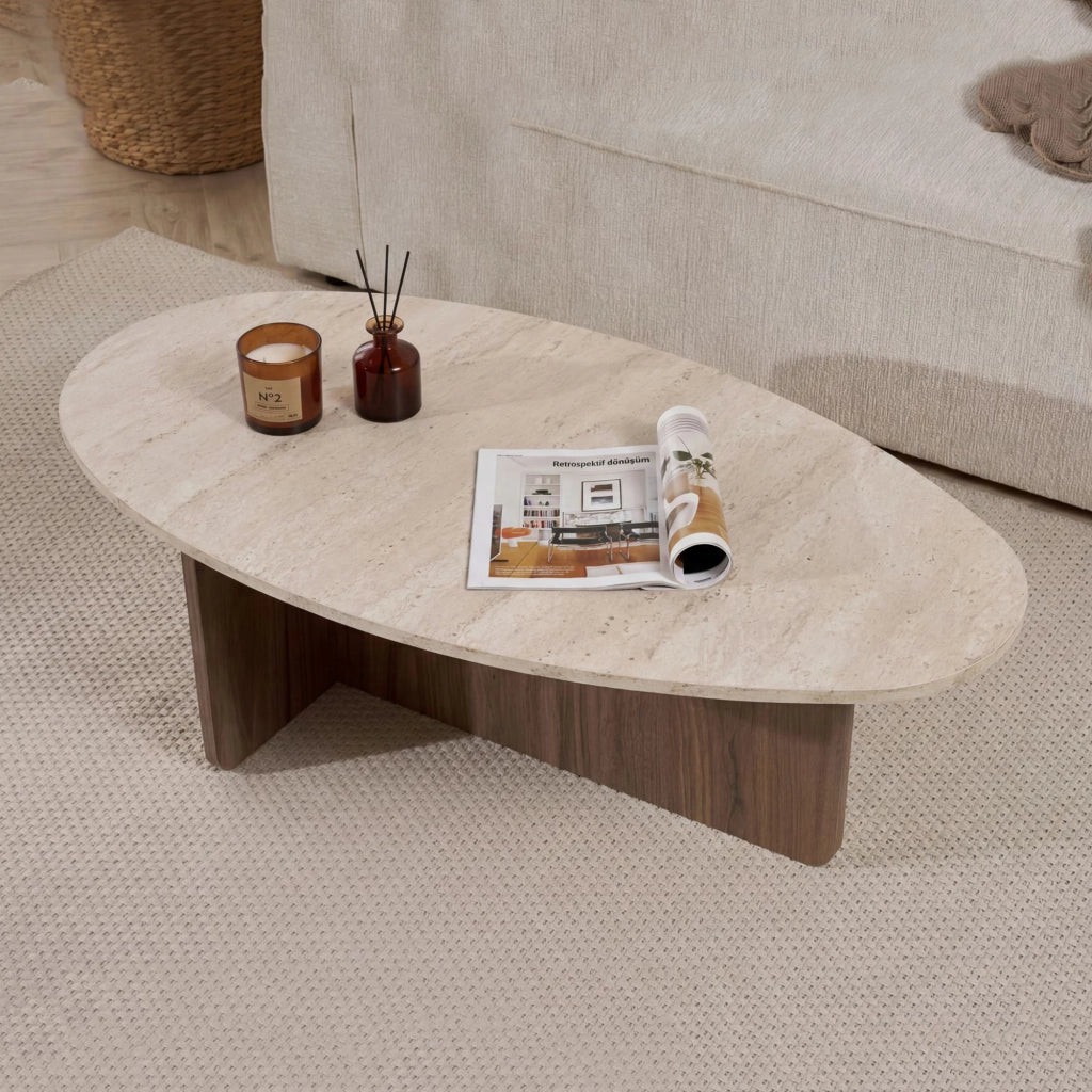 Parona, Tavolino da Salotto Forma Rettangolare, 120x65x40h cm Marrone Noce
