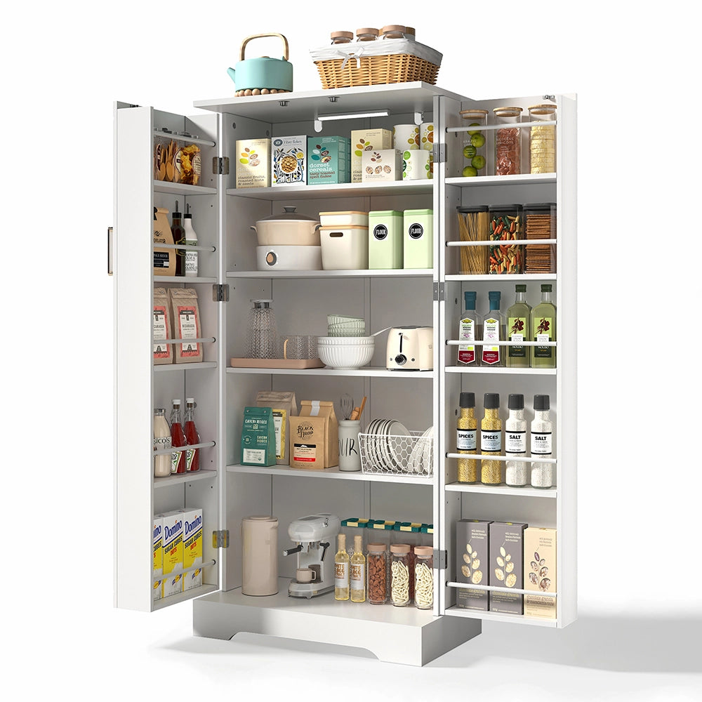 Armadio Cucina Multifunzione 60x35x128cm - Xylo - Luci LED Sensore e Antiscatto, Bianco