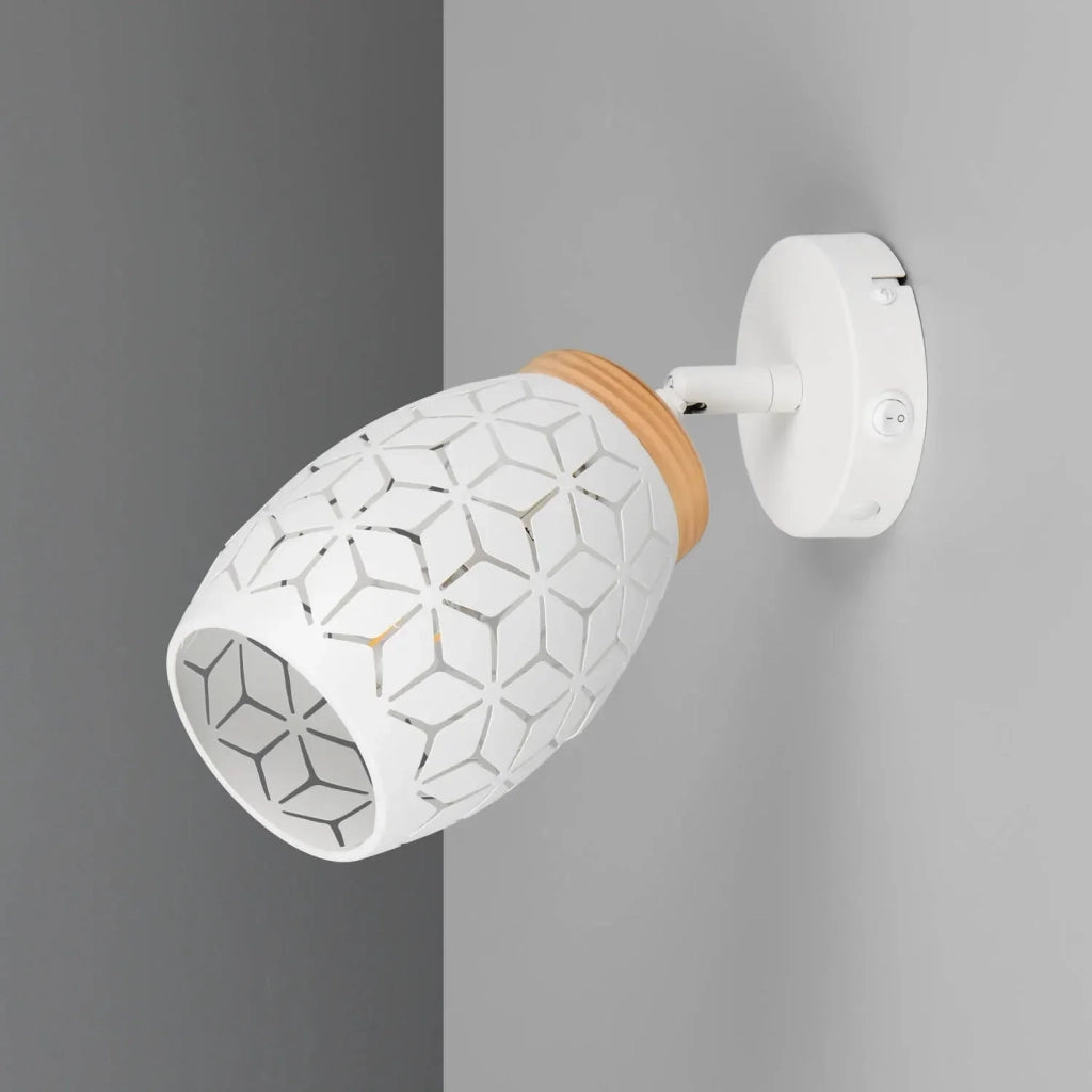 LÚZETE - APPLIQUE DA PARETE 1 LUCE METALLO BIANCO E14 BIRKITA