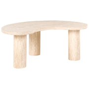 Tavolino con piano effetto travertino in MDF impiallacciato, design moderno effetto pietra beige Design moderno Soggiorno