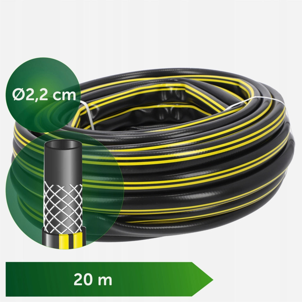 Tubo da giardino KADAX da 20 m, diametro 3/4 di pollice, per acqua, 3 strati di gomma resistente, PVC flessibile