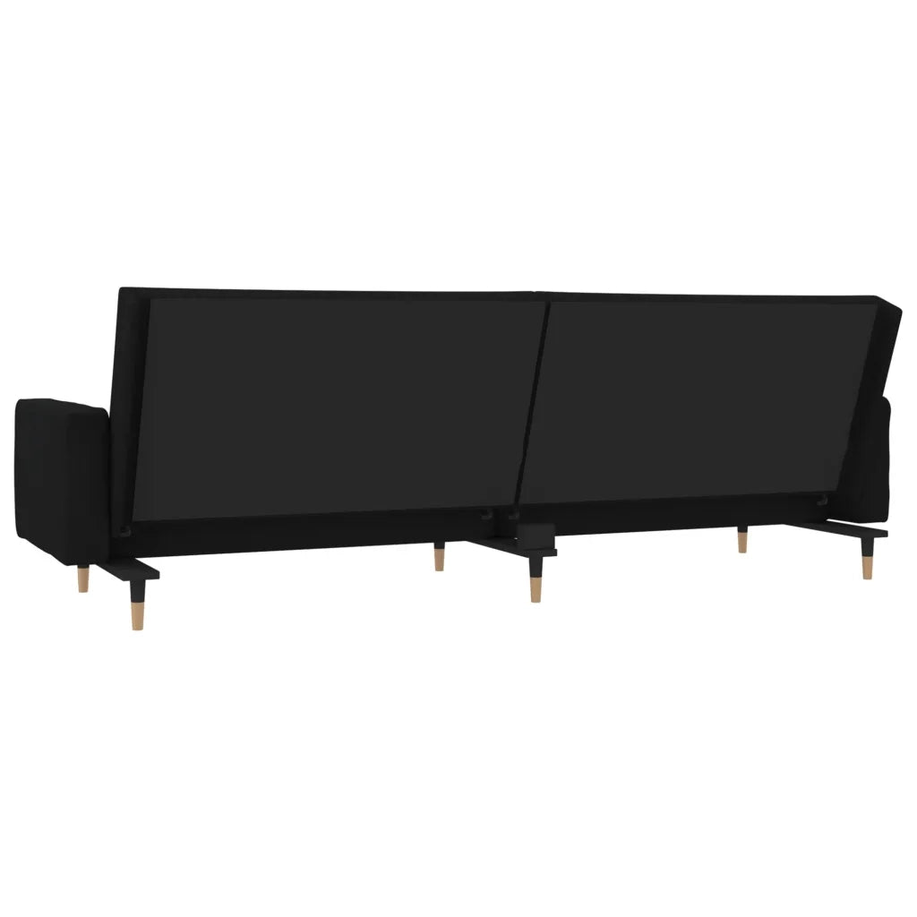 Divano Letto a 2 Posti con 2 Cuscini Nero in Velluto 375752