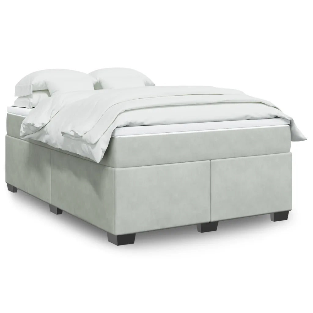 Giroletto a Molle con Materasso Grigio Chiaro 140x200cm Velluto