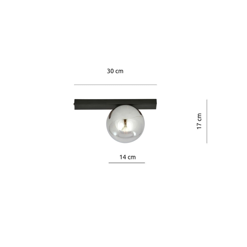 Lampada da soffitto Fit in acciaio nero opaco e vetro grafite