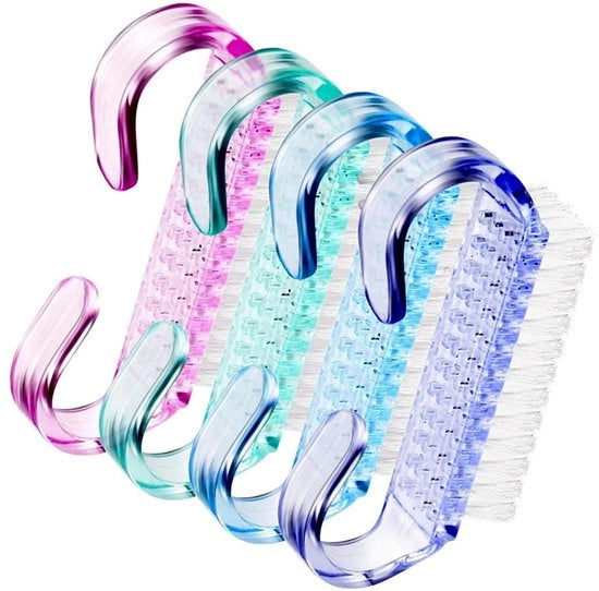 Set di pennelli per unghie in plastica - 4 pezzi - set di pennelli per manicure e pedicure - pennelli per unghie in plastica - strumenti per manicure e pedicure - pennelli per unghie con manico comodo - pennello per unghie da pulizia