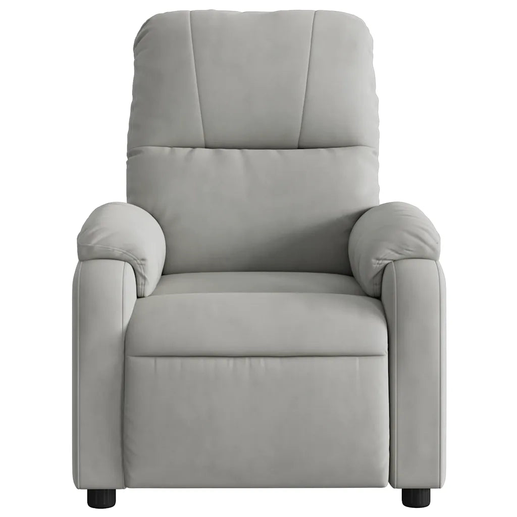 Divano Sedia-Poltrona Reclinabile Massaggio Grigio Chiaro Tessuto Microfibra 468709