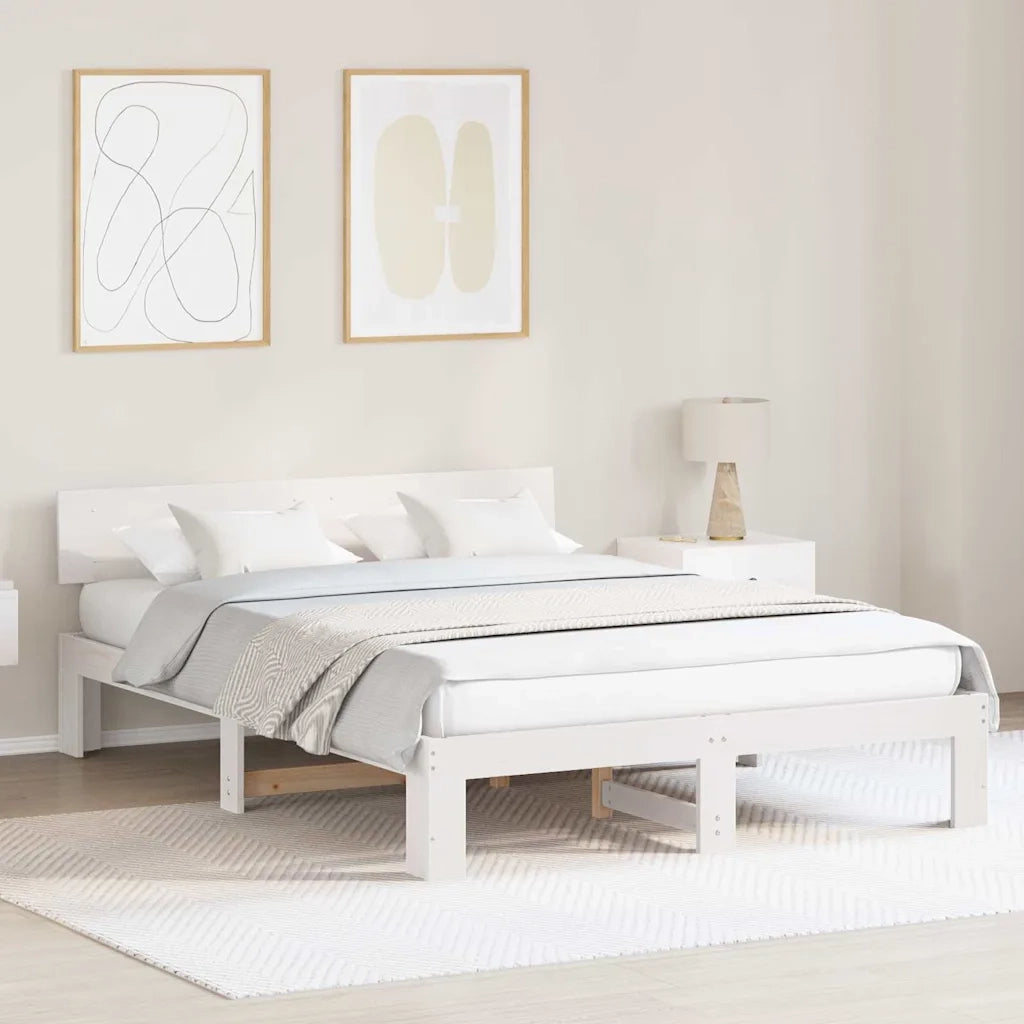 Struttura del letto Bianco 150 x 200 cm Pino massello 872648