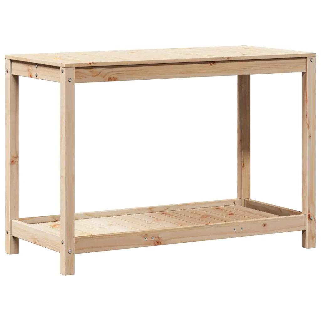 Tavolo Invaso con Ripiano 108x50x75 cm Legno Massello di Pino CFW4408584