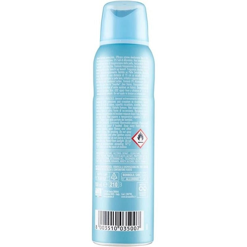 BREEZE ACQUA DEODORANTE SPRAY 48H NOTE MARINE E TALCATE 0% SALI DI ALLUMINIO 150 ML