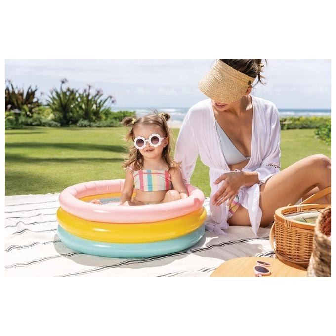Intex 57107 Baby Sunset Piscina Gonfiabile per Bambini 3 Anelli 61x22 cm colore Arcobaleno