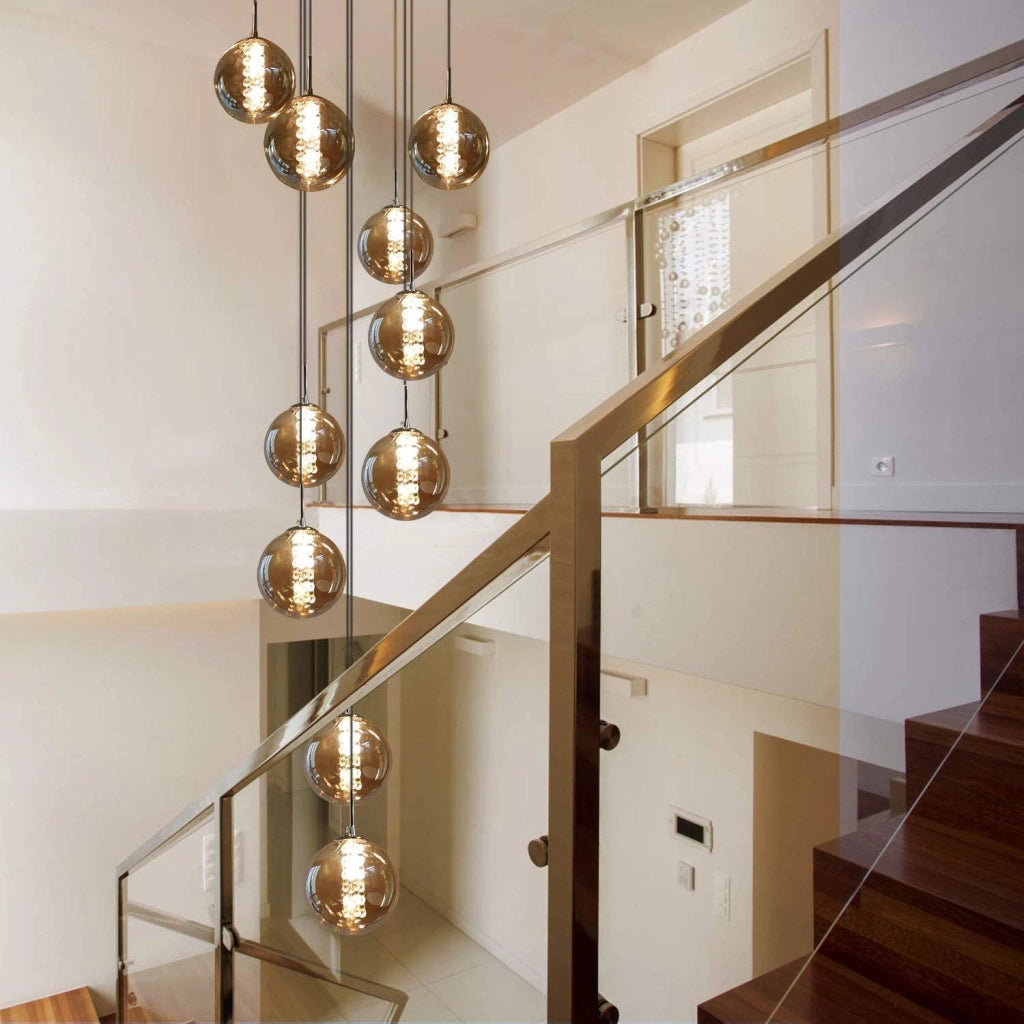 ZMH Lampada a sospensione a LED in vetro regolabile in altezza per soggiorno e sala da pranzo