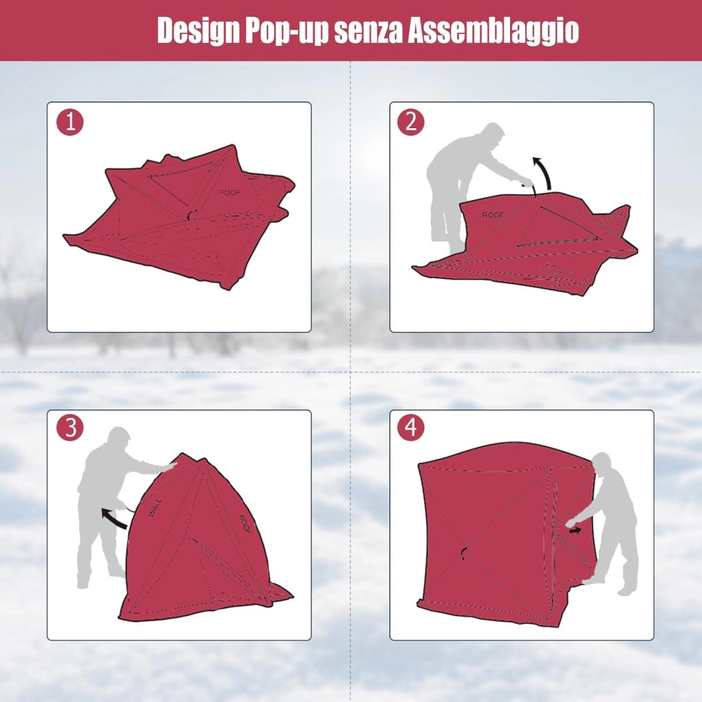 Tenda da Pesca sul Ghiaccio, Capanna di Ghiaccio in Tessuto Oxford con Finestre, Protezione Termica, Antivento e Impermeabile, per Pesca Invernale, per 2 Persone