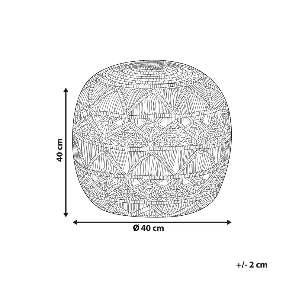 Pouf lavorato a maglia Poggiapiedi rotondo intrecciato all'uncinetto in cotone beige