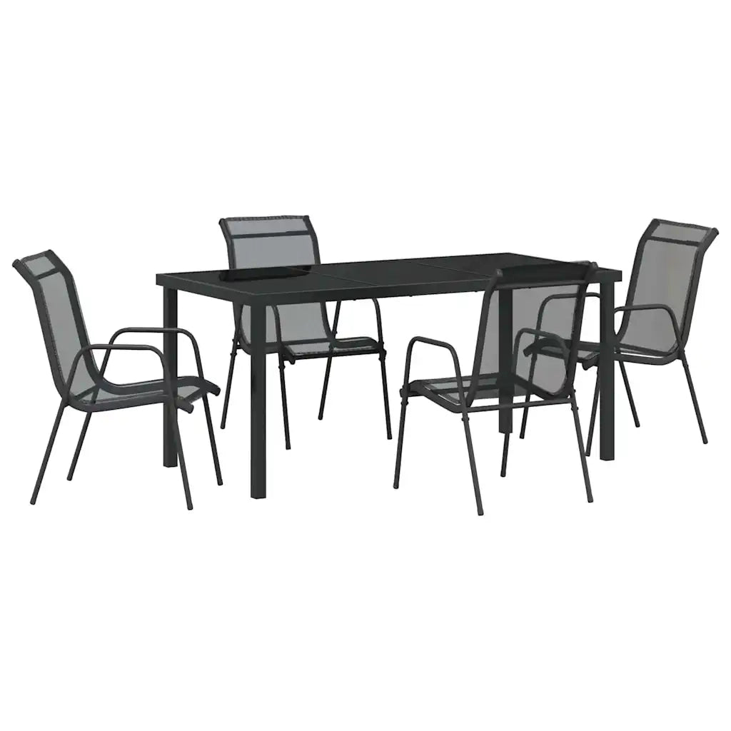 Set da Pranzo per Giardino 5 pcs Nero 3379138
