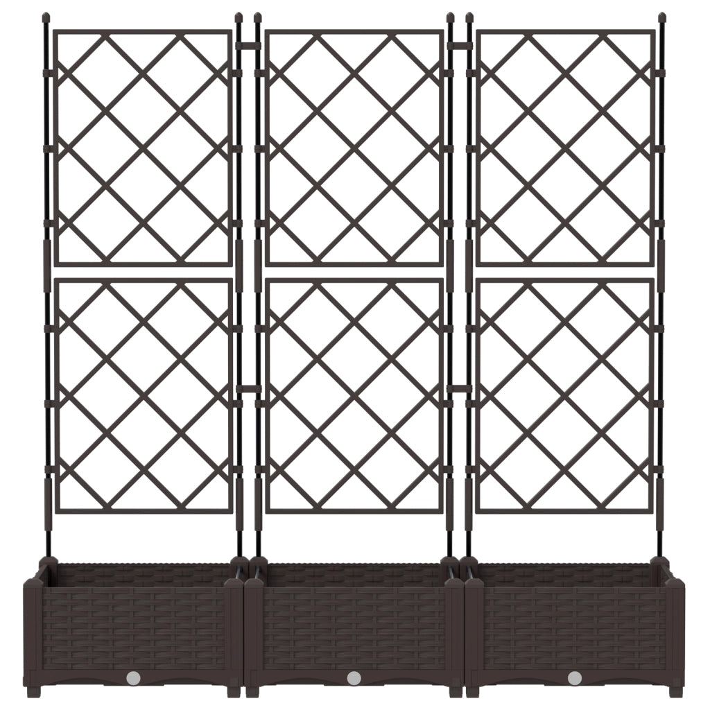 Fioriera con Traliccio 3 pz Marrone 120x40x125.5 cm