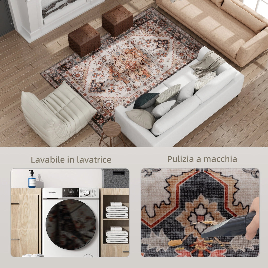 Tappeto Bohemien Antiscivolo Lavabile ¨C Xylo ¨C 230x160 cm Marrone Pelo Corto