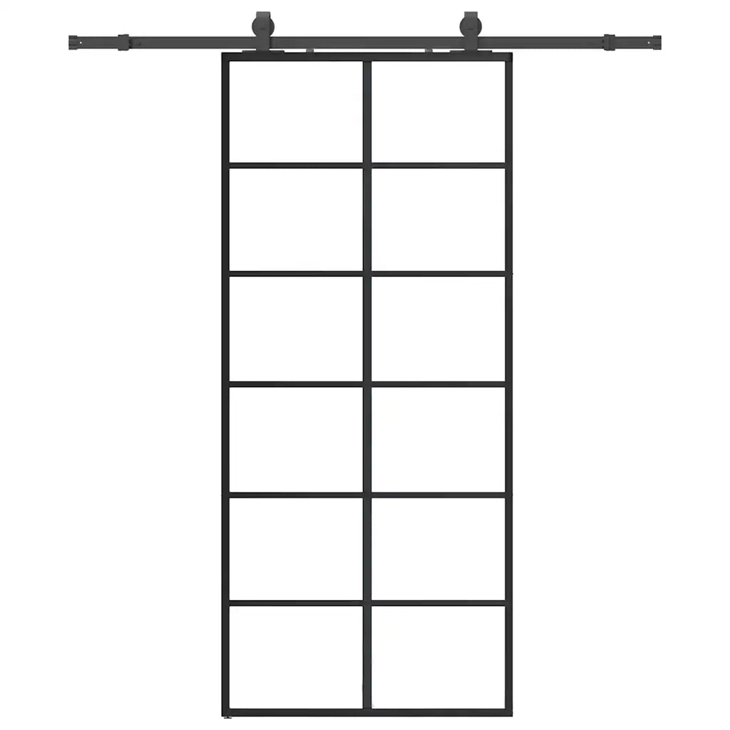 Porta Scorrevole con Ferramenta Nera 90x205 cm in Vetro ESG 3375791