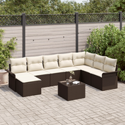 Set divano da giardino 8 pezzi con cuscini grigio polyrattan