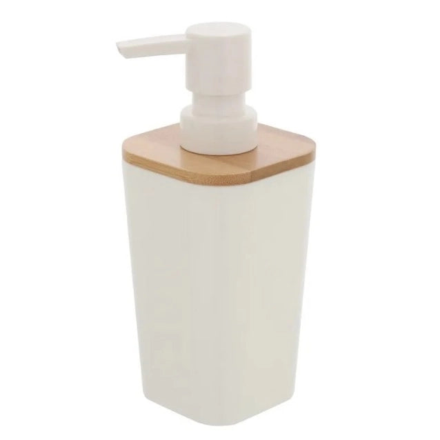 DISPENSER SAPONE BAMBOO IN PLASTICA BIANCA