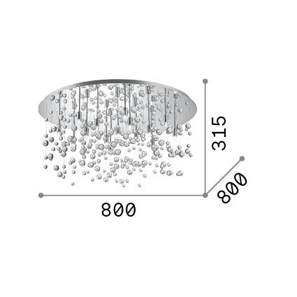 Plafoniera Contemporanea Neve Metallo Cromo 15 Luci G9 3W 3000K Luce Calda