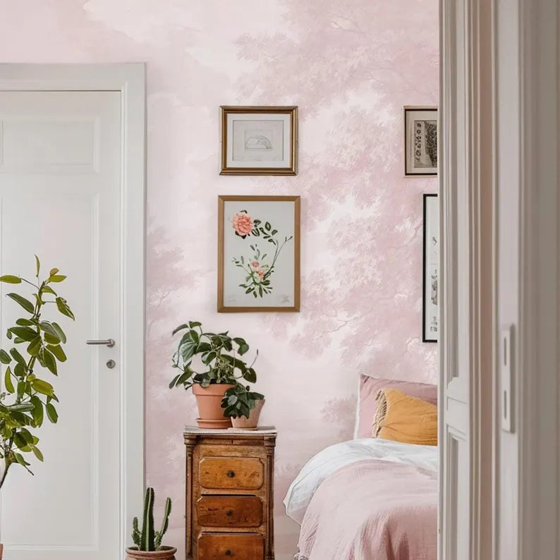 Carta da Parati Paesaggio Rosa 360x260cm 9 mq