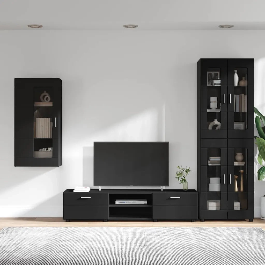 Set mobile TV con cassetto FLORIN 3 pcs Nero Legno multistrato