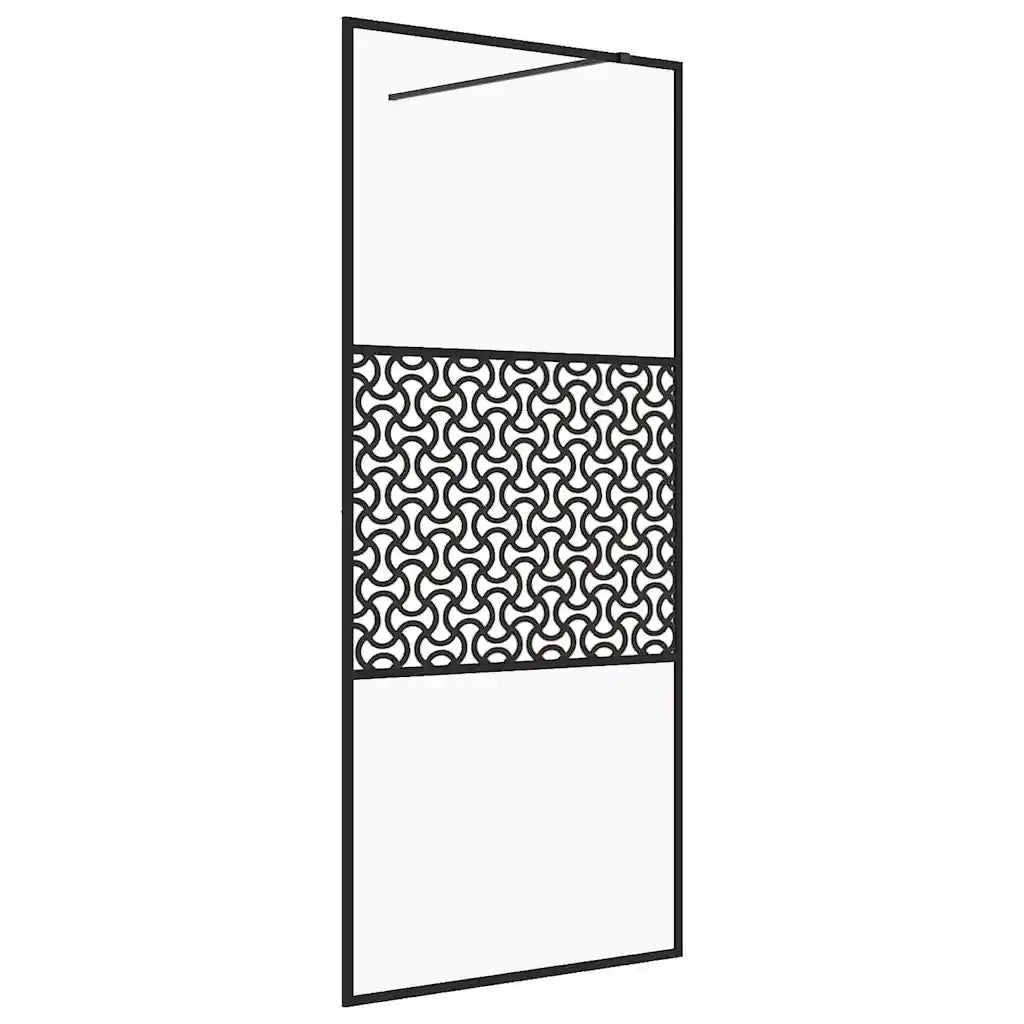 Parete per Doccia Walk-in Vetro Trasparente ESG 80x195 cm Nera CFW6740241