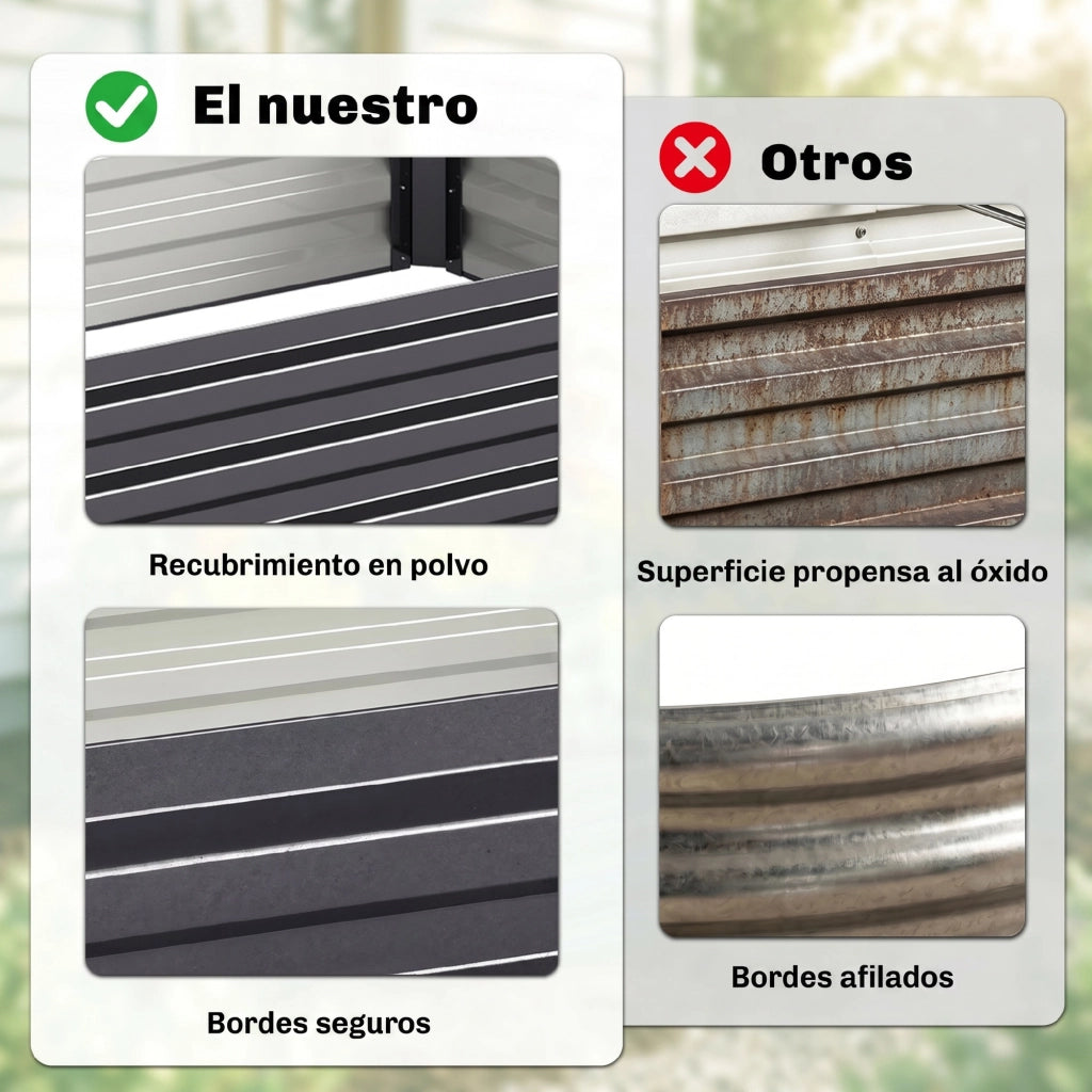 Fioriera Rettangolare Elevata ¨C zephmum ¨C Grigio Acero Galvanizzato 241x90.5x30 cm