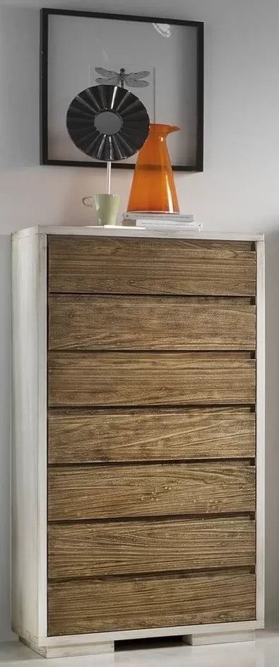 Cassettiera contemporanea 7 cassetti in legno massello l.70 x p.45 h.137 (3222) - Mobili 2G