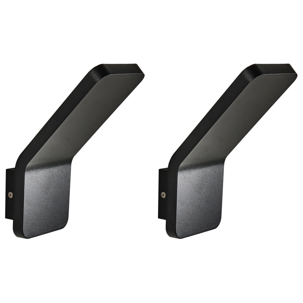 Set di 2 Lampade LED da Parete per Esterni Nere in Alluminio Illuminazione Decorativa d’Accento IP54 Design Moderno