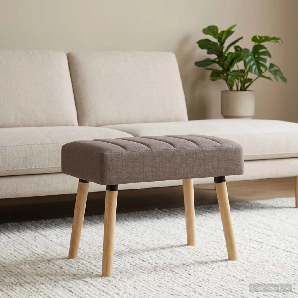 Panchina trapuntata a canale Tortora 60 x 40 x 45 cm Tessuto 42038465