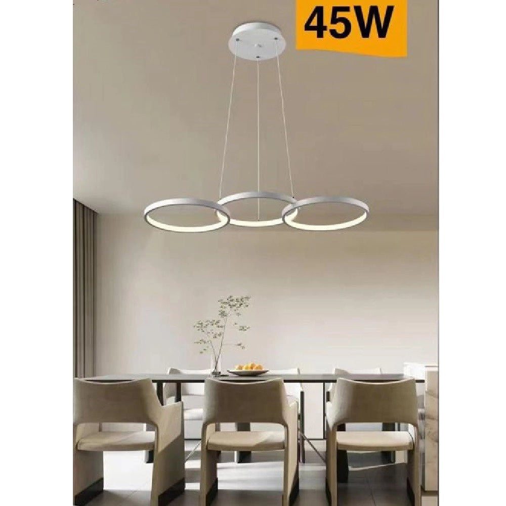 Trade Shop - Lampadario Moderno A Sospensione Led 3 Cerchi 45watt Luce 3000k 4000k 6500k B63b -
