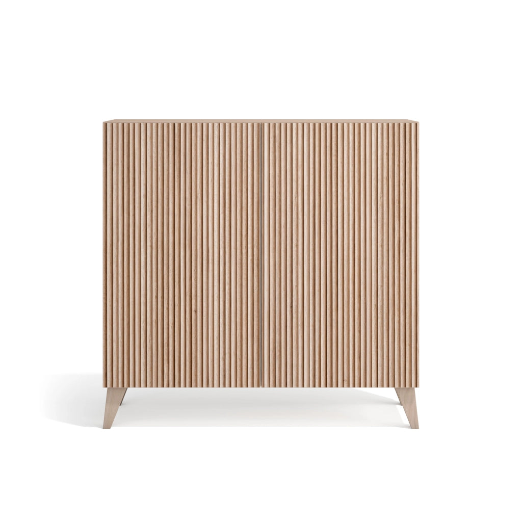 Scarpiera Herdasa effetto noce chiaro ante stampa doghe chiaro 87x90x27cm