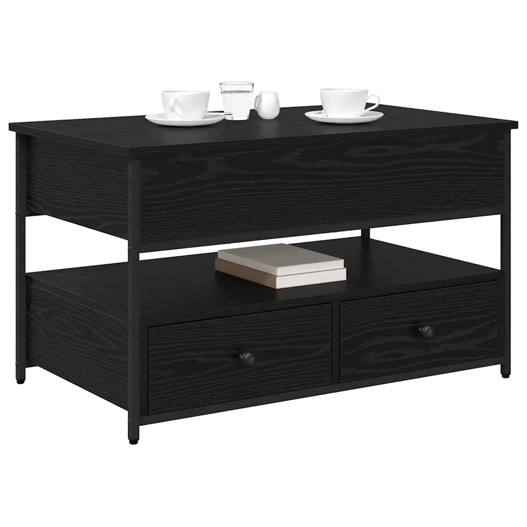 Tavolino da salotto con cassetto Rovere Nero 85 x 50 x 50 cm