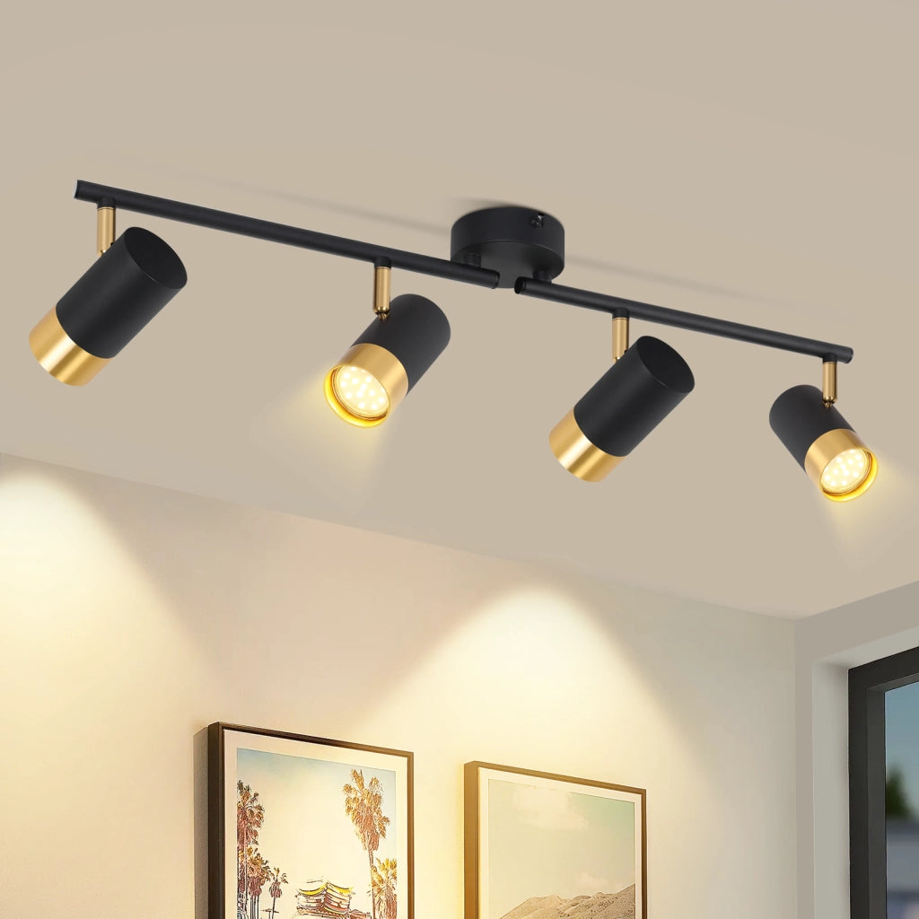 ZMH Faretto da soffitto 4 fiamme GU10 nero oro moderni per soggiorno