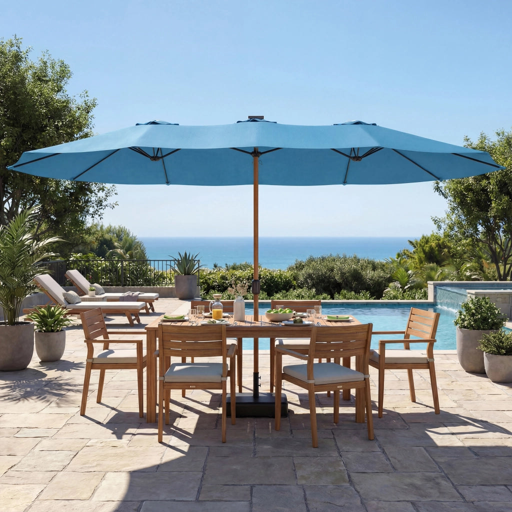 Ombrellone doppio da giardino ¨C zephmum ¨C blu 5x3 m