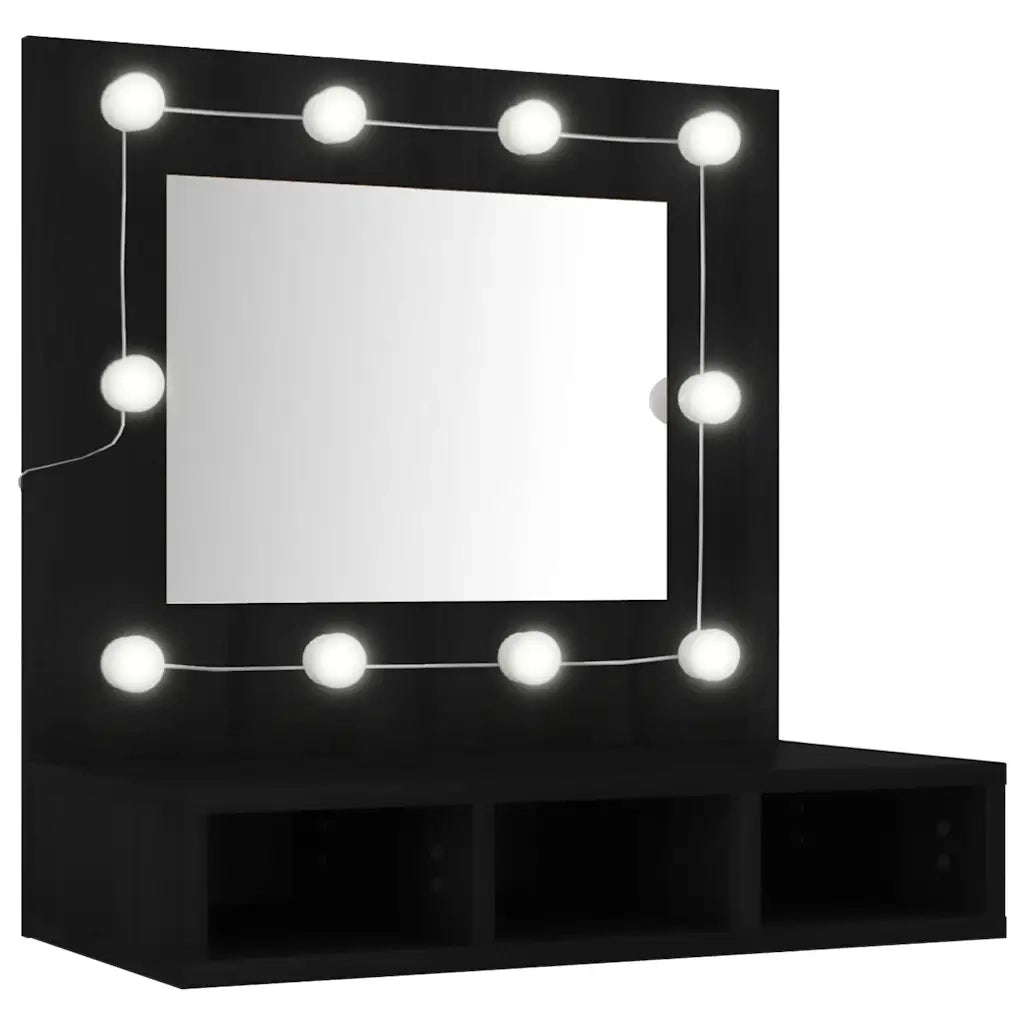 Mobile a Specchio | Armadio da bagno con LED Nero 60x31,5x62 cm