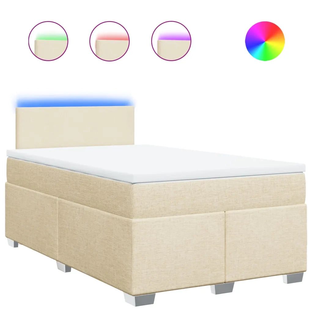 vidaXL Giroletto a Molle con Materasso Crema 120x190 cm in Tessuto