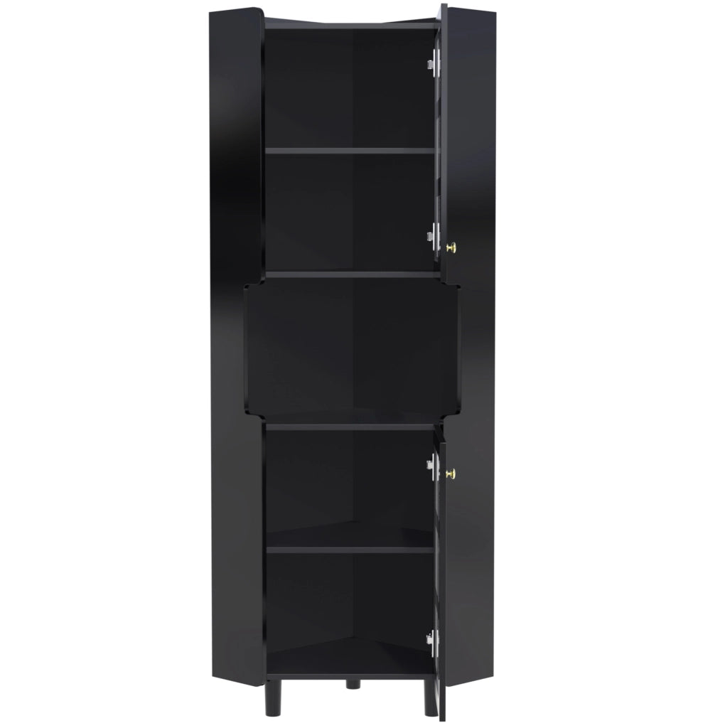 Armadio angolare LED nero in MDF con finitura laccata