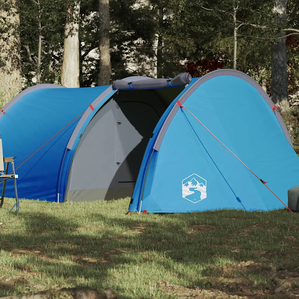 Tenda da Campeggio a Tunnel per 4 Persone Blu Impermeabile 94395