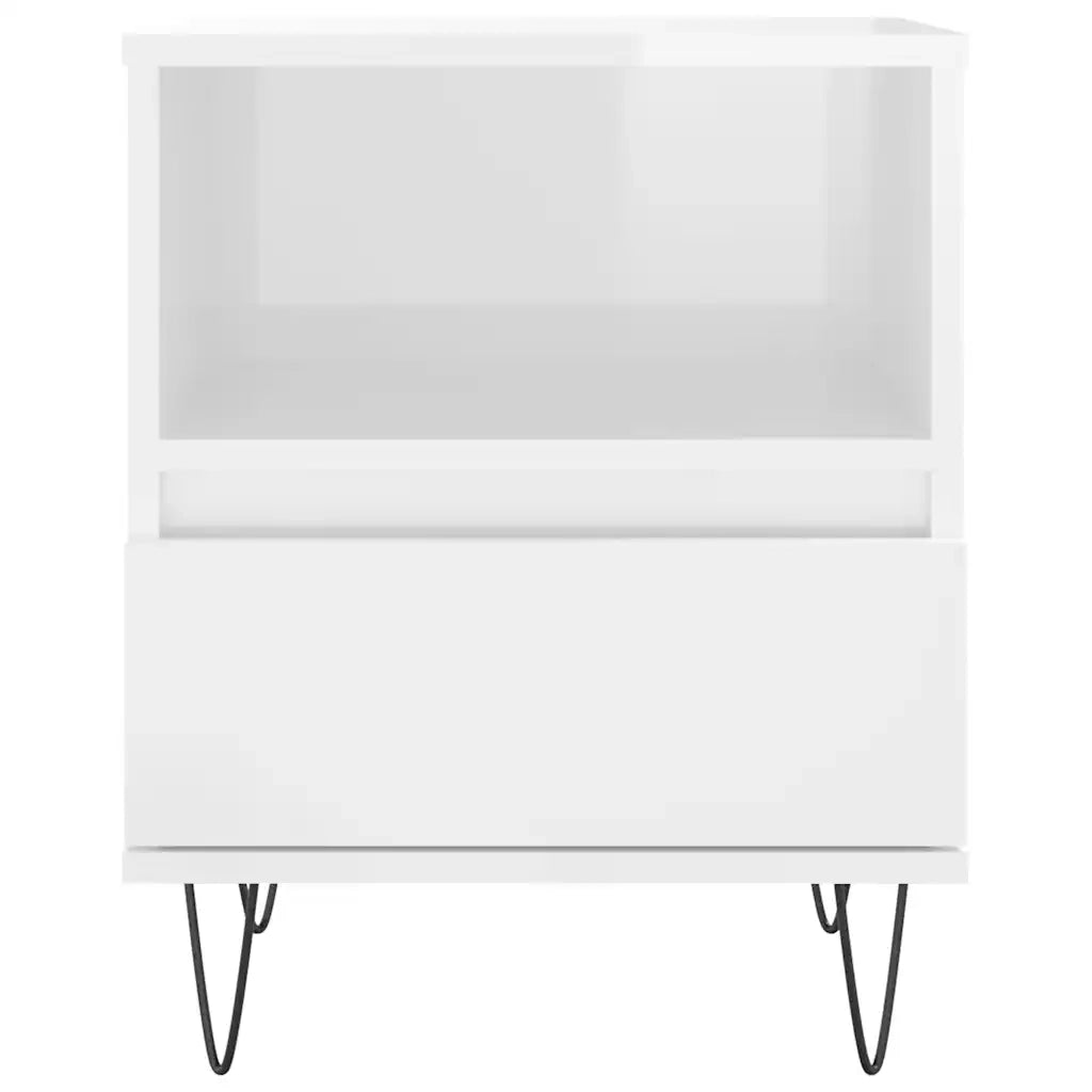 Comodini 2pz Bianco Lucido 40x35x50 cm in Legno Multistrato 830625